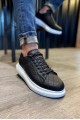 KN044 Erkek Günlük Bağcıklı Kapitone Desenli Cilt Spor Sneaker Ayakkabı CBT - Siyah – Knack Erkek Ayakkabı