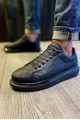 KN044 Erkek Günlük Bağcıklı Kapitone Desenli Cilt Spor Sneaker Ayakkabı CST - Siyah – Knack Erkek Ayakkabı