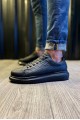 KN044 Erkek Günlük Bağcıklı Kapitone Desenli Cilt Spor Sneaker Ayakkabı CST - Siyah – Knack Erkek Ayakkabı