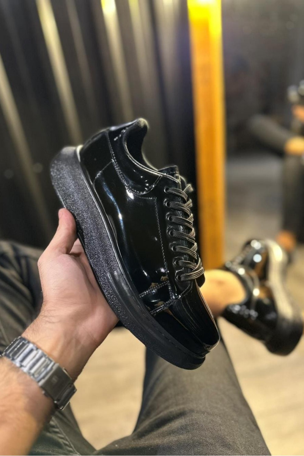 KN044 Erkek Günlük Bağcıklı Rugan Spor Sneaker Ayakkabı RST - Siyah Erkek Ayakkabı KN044 Erkek Günlük Bağcıklı Rugan Spor Sneaker Ayakkabı RST - Siyah – Knack Erkek Ayakkabı