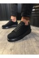 KN044 Erkek Günlük Bağcıklı Süet Spor Sneaker Ayakkabı SST - Siyah