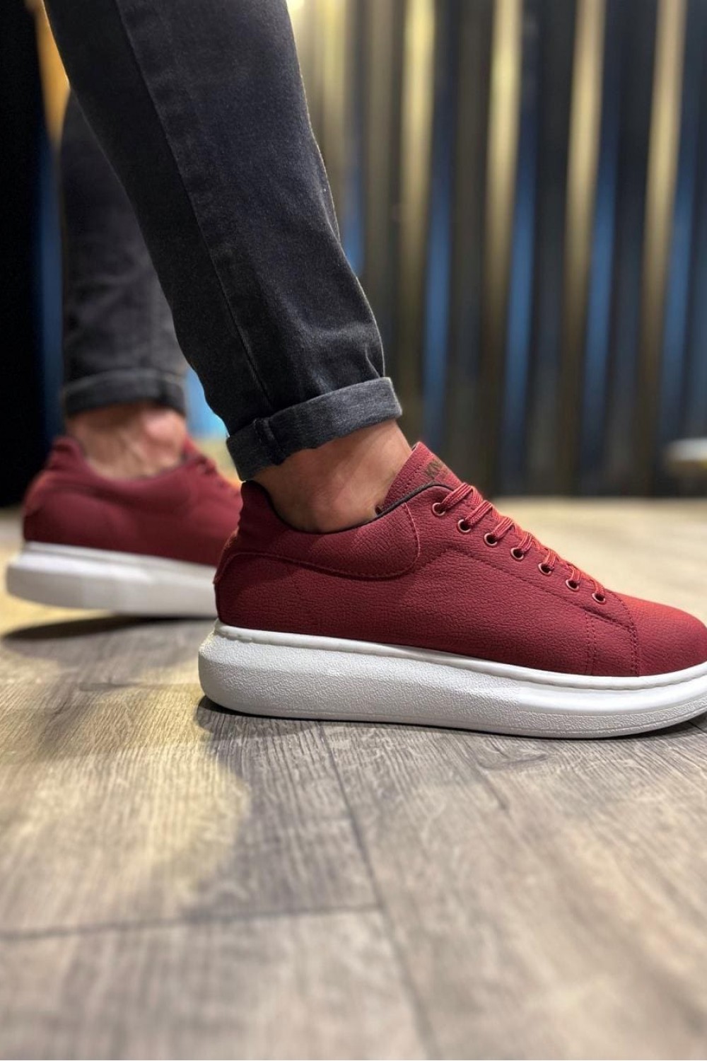 KN045 Erkek Günlük Bağcıklı Cilt Spor Sneaker Ayakkabı CBT - Bordo – Knack Erkek Ayakkabı