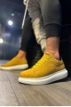 KN045 Erkek Günlük Bağcıklı Cilt Spor Sneaker Ayakkabı CBT - Sarı – Knack Erkek Ayakkabı