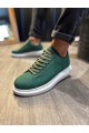 KN045 Erkek Günlük Bağcıklı Cilt Spor Sneaker Ayakkabı CBT - Yeşil