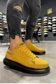 KN045 Erkek Günlük Bağcıklı Cilt Spor Sneaker Ayakkabı CST - Sarı – Knack Erkek Ayakkabı