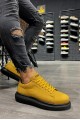 KN045 Erkek Günlük Bağcıklı Cilt Spor Sneaker Ayakkabı CST - Sarı – Knack Erkek Ayakkabı
