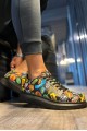 KN046 Erkek Günlük Bağcıklı Hot Baskılı Cilt Spor Sneaker Ayakkabı CST - Siyah – Knack Erkek Ayakkabı