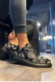 KN046 Erkek Günlük Bağcıklı Kurukafa Baskılı Cilt Spor Sneaker Ayakkabı CST - Siyah – Knack Erkek Ayakkabı