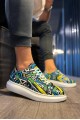 KN046 Erkek Günlük Bağcıklı Renkli Baskılı Cilt Spor Sneaker Ayakkabı CBT - Yeşil – Knack Erkek Ayakkabı