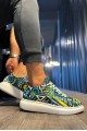 KN046 Erkek Günlük Bağcıklı Renkli Baskılı Cilt Spor Sneaker Ayakkabı CBT - Yeşil – Knack Erkek Ayakkabı
