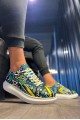 KN046 Erkek Günlük Bağcıklı Renkli Baskılı Cilt Spor Sneaker Ayakkabı CBT - Yeşil – Knack Erkek Ayakkabı
