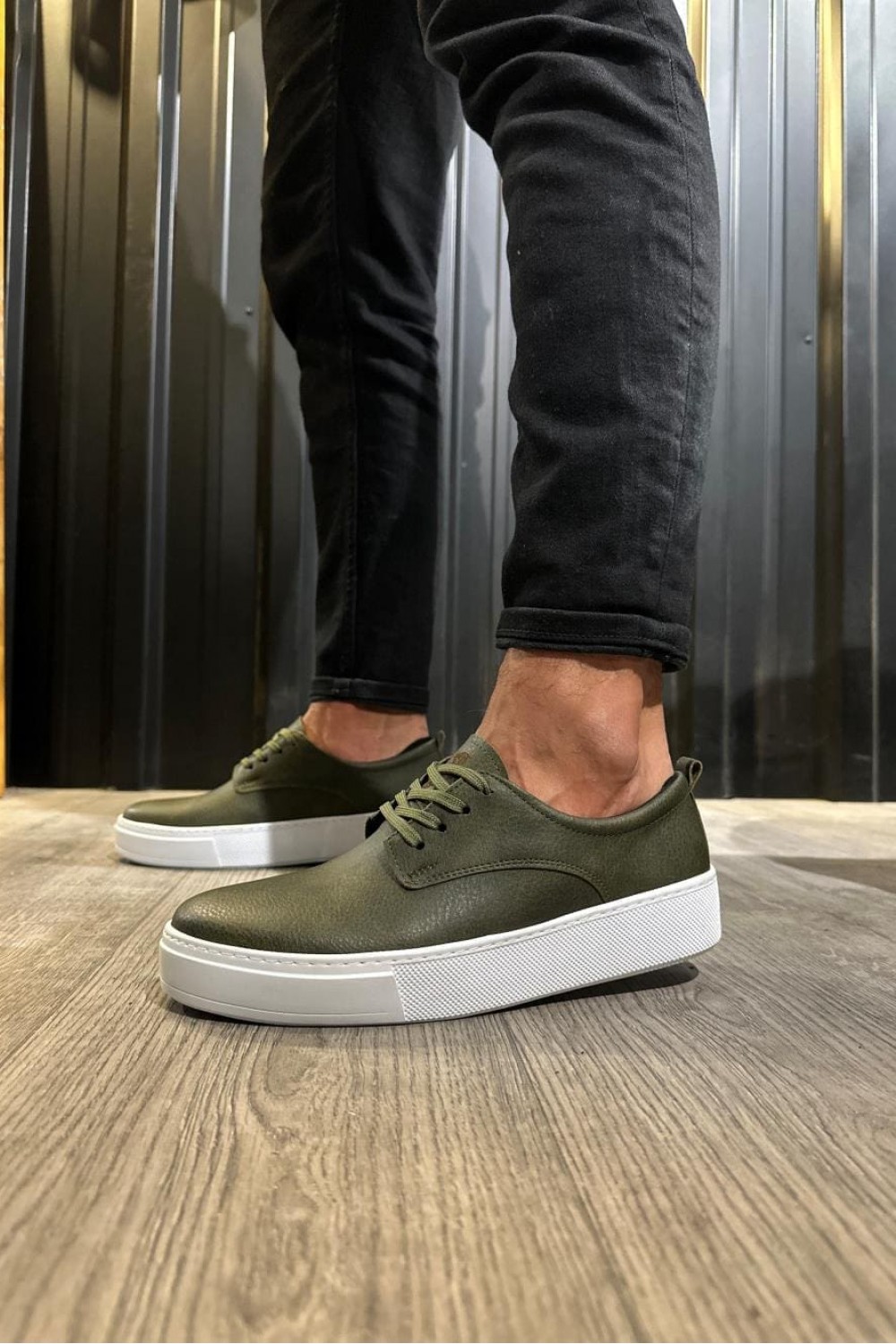 KN077 Erkek Günlük Bağcıklı Cilt Spor Sneaker Ayakkabı CBT - Haki – Knack Erkek Ayakkabı
