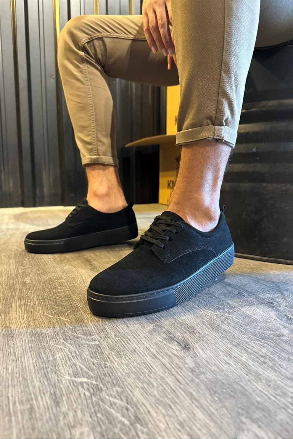 KN077 Erkek Günlük Bağcıklı Süet Spor Sneaker Ayakkabı SST - Siyah – Knack Erkek Ayakkabı