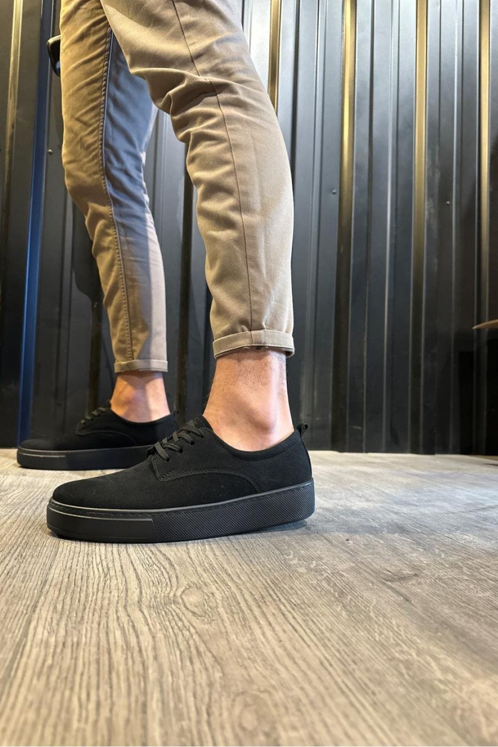KN077 Erkek Günlük Bağcıklı Süet Spor Sneaker Ayakkabı SST - Siyah – Knack Erkek Ayakkabı