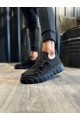 KN1025 Erkek Günlük Bağcıklı Triko Spor Sneaker Ayakkabı TST - Siyah
