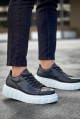 KN144 Erkek Günlük Bağcıklı Cilt Spor Sneaker Ayakkabı CBT - Siyah – Knack Erkek Ayakkabı