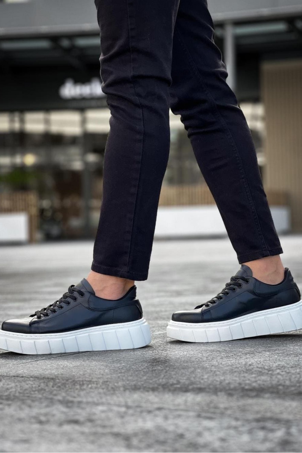 KN144 Erkek Günlük Bağcıklı Cilt Spor Sneaker Ayakkabı CBT - Siyah – Knack Erkek Ayakkabı