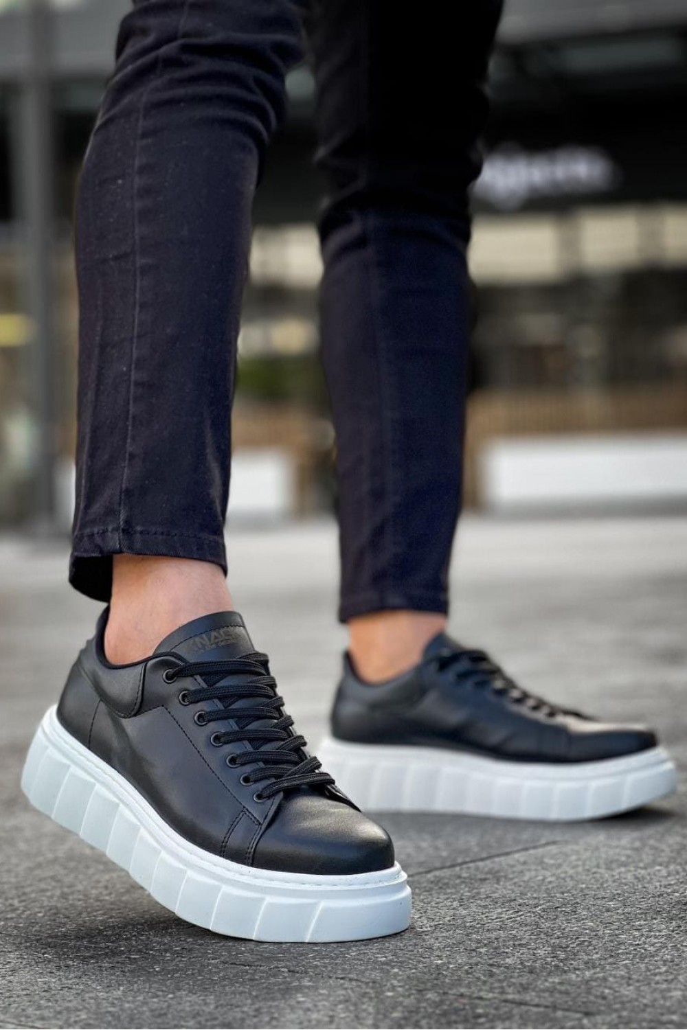 KN144 Erkek Günlük Bağcıklı Cilt Spor Sneaker Ayakkabı CBT - Siyah – Knack Erkek Ayakkabı