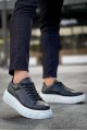 KN144 Erkek Günlük Bağcıklı Cilt Spor Sneaker Ayakkabı CBT - Siyah – Knack Erkek Ayakkabı