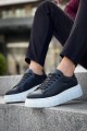 KN144 Erkek Günlük Bağcıklı Cilt Spor Sneaker Ayakkabı CBT - Siyah – Knack Erkek Ayakkabı