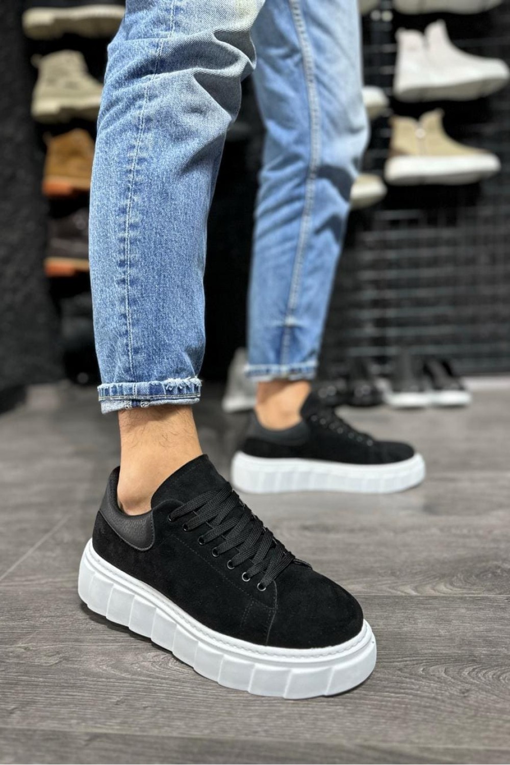 KN144 Erkek Günlük Bağcıklı Süet Spor Sneaker Ayakkabı SBT - Siyah – Knack Erkek Ayakkabı