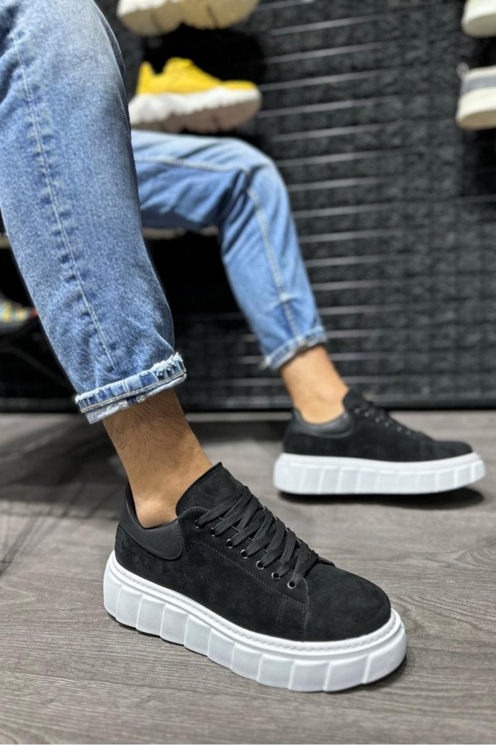 KN144 Erkek Günlük Bağcıklı Süet Spor Sneaker Ayakkabı SBT - Siyah – Knack Erkek Ayakkabı