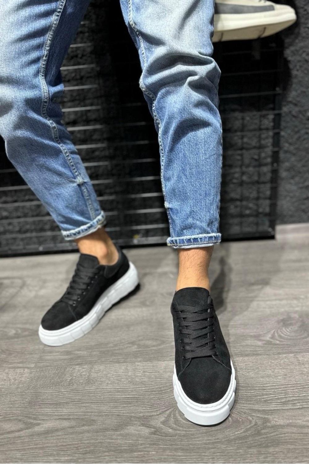KN144 Erkek Günlük Bağcıklı Süet Spor Sneaker Ayakkabı SBT - Siyah – Knack Erkek Ayakkabı