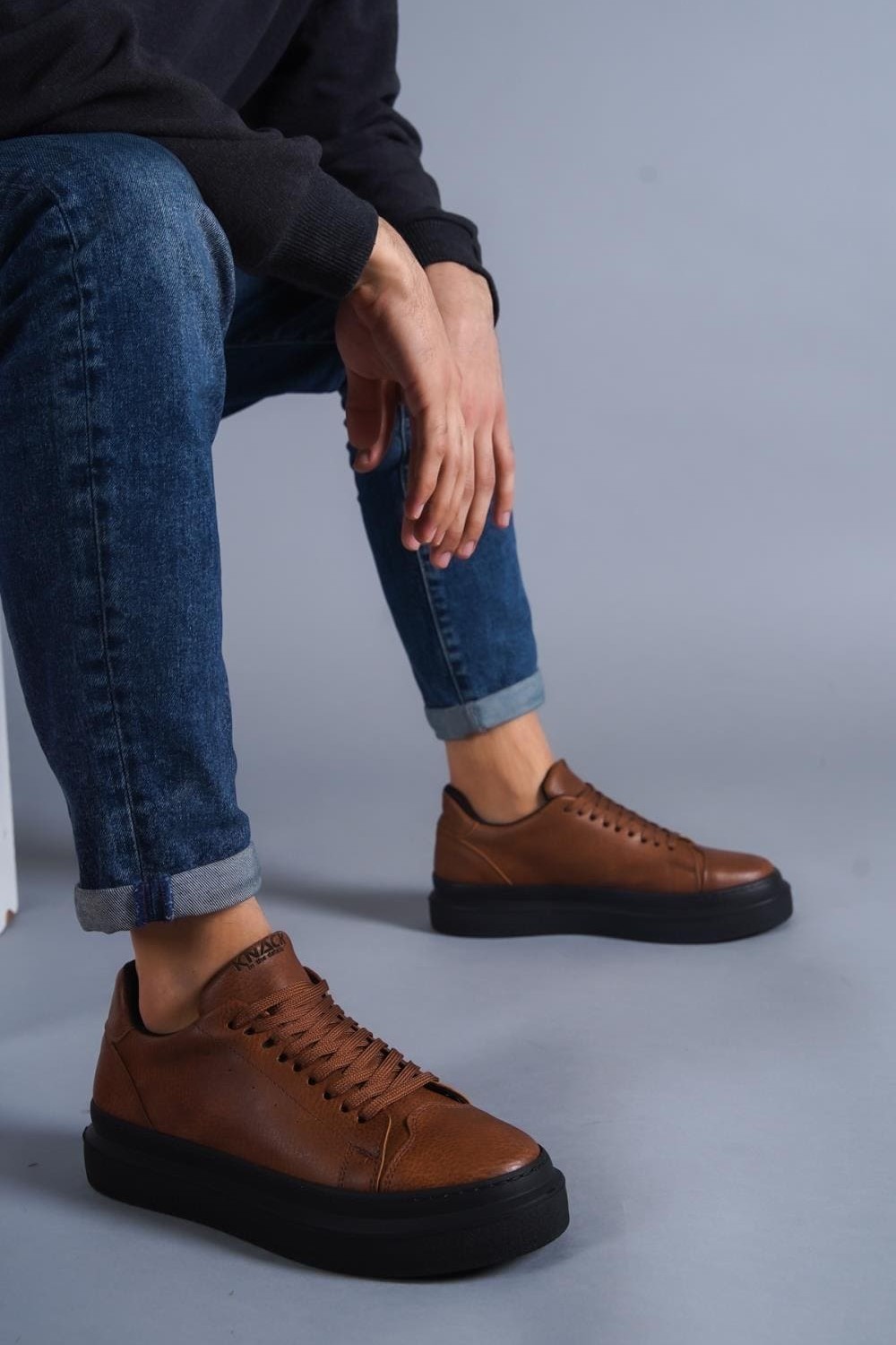 KN421 Erkek Günlük Bağcıklı Cilt Spor Sneaker Ayakkabı CST - Taba – Knack Erkek Ayakkabı