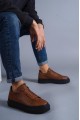 KN421 Erkek Günlük Bağcıklı Cilt Spor Sneaker Ayakkabı CST - Taba