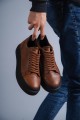 KN421 Erkek Günlük Bağcıklı Cilt Spor Sneaker Ayakkabı CST - Taba – Knack Erkek Ayakkabı