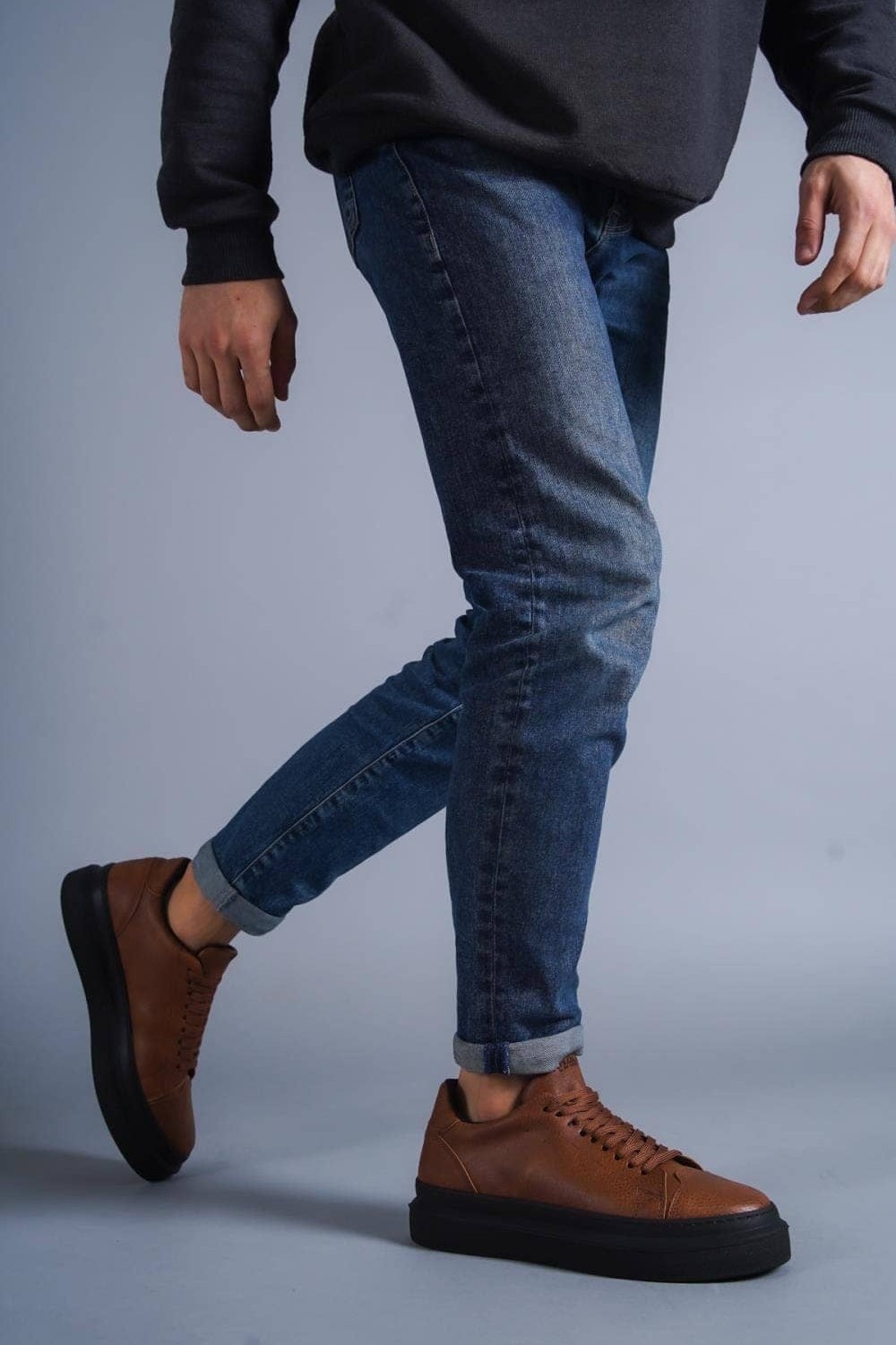 KN421 Erkek Günlük Bağcıklı Cilt Spor Sneaker Ayakkabı CST - Taba – Knack Erkek Ayakkabı