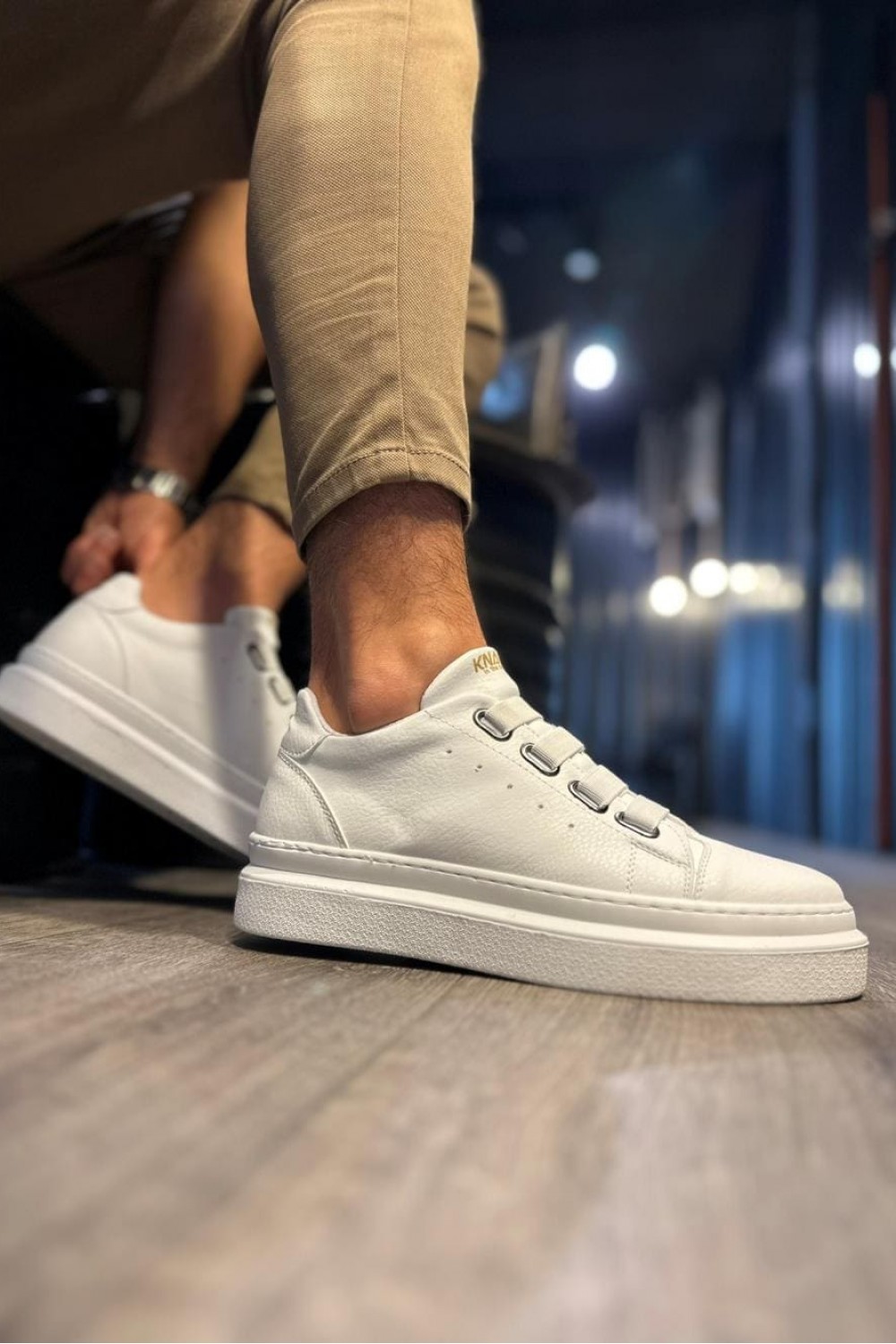 KN521 Erkek Günlük Lastikli Cilt Spor Sneaker Ayakkabı CBT - Beyaz Erkek Ayakkabı KN521 Erkek Günlük Lastikli Cilt Spor Sneaker Ayakkabı CBT - Beyaz – Knack Erkek Ayakkabı