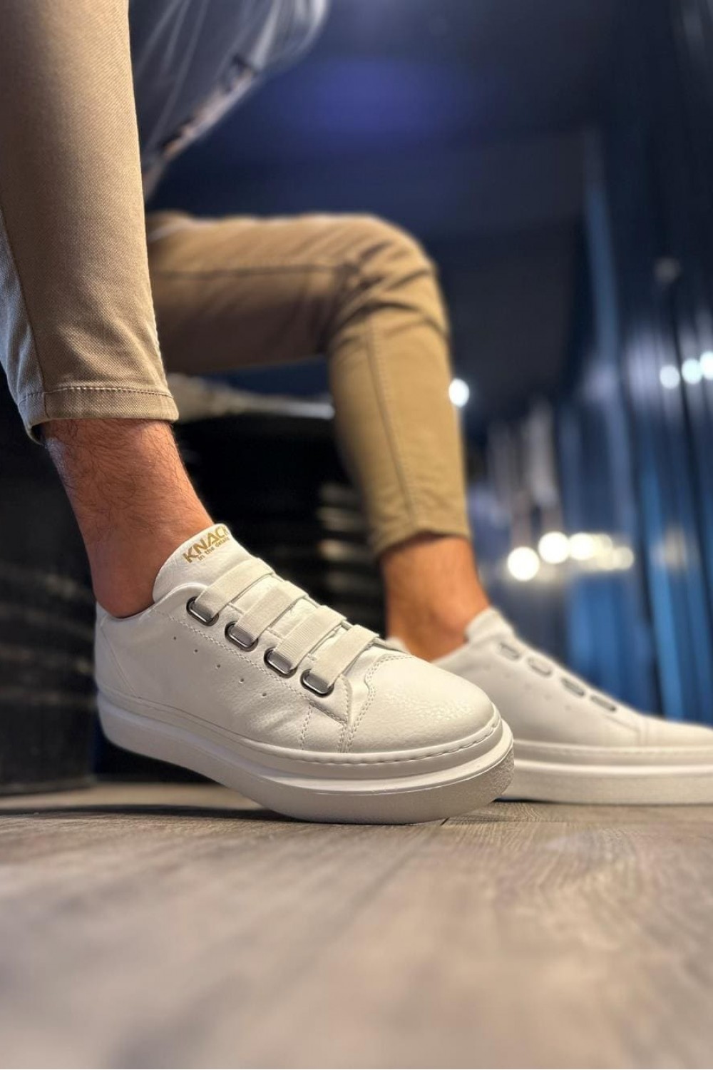 KN521 Erkek Günlük Lastikli Cilt Spor Sneaker Ayakkabı CBT - Beyaz Erkek Ayakkabı KN521 Erkek Günlük Lastikli Cilt Spor Sneaker Ayakkabı CBT - Beyaz – Knack Erkek Ayakkabı