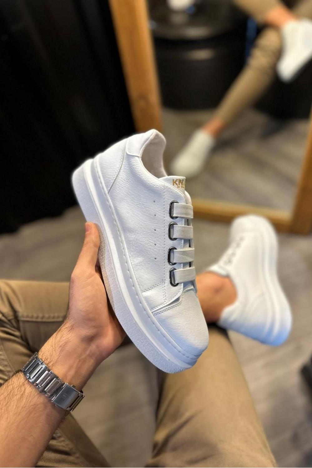 KN521 Erkek Günlük Lastikli Cilt Spor Sneaker Ayakkabı CBT - Beyaz Erkek Ayakkabı KN521 Erkek Günlük Lastikli Cilt Spor Sneaker Ayakkabı CBT - Beyaz – Knack Erkek Ayakkabı