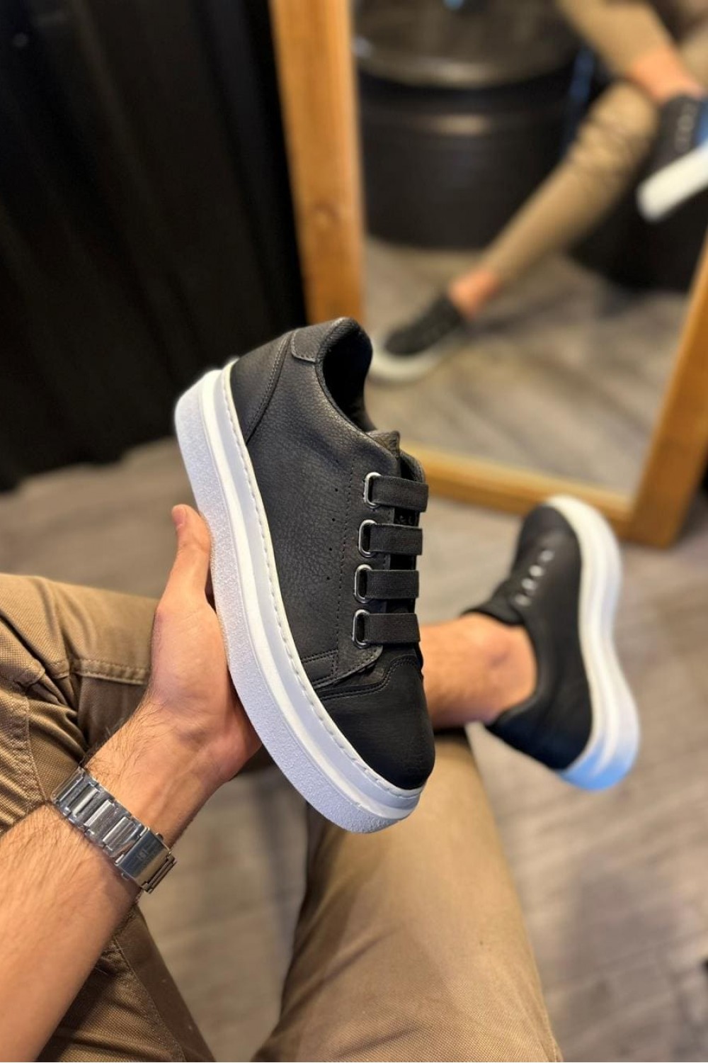 KN521 Erkek Günlük Lastikli Cilt Spor Sneaker Ayakkabı CBT - Siyah Erkek Ayakkabı KN521 Erkek Günlük Lastikli Cilt Spor Sneaker Ayakkabı CBT - Siyah – Knack Erkek Ayakkabı