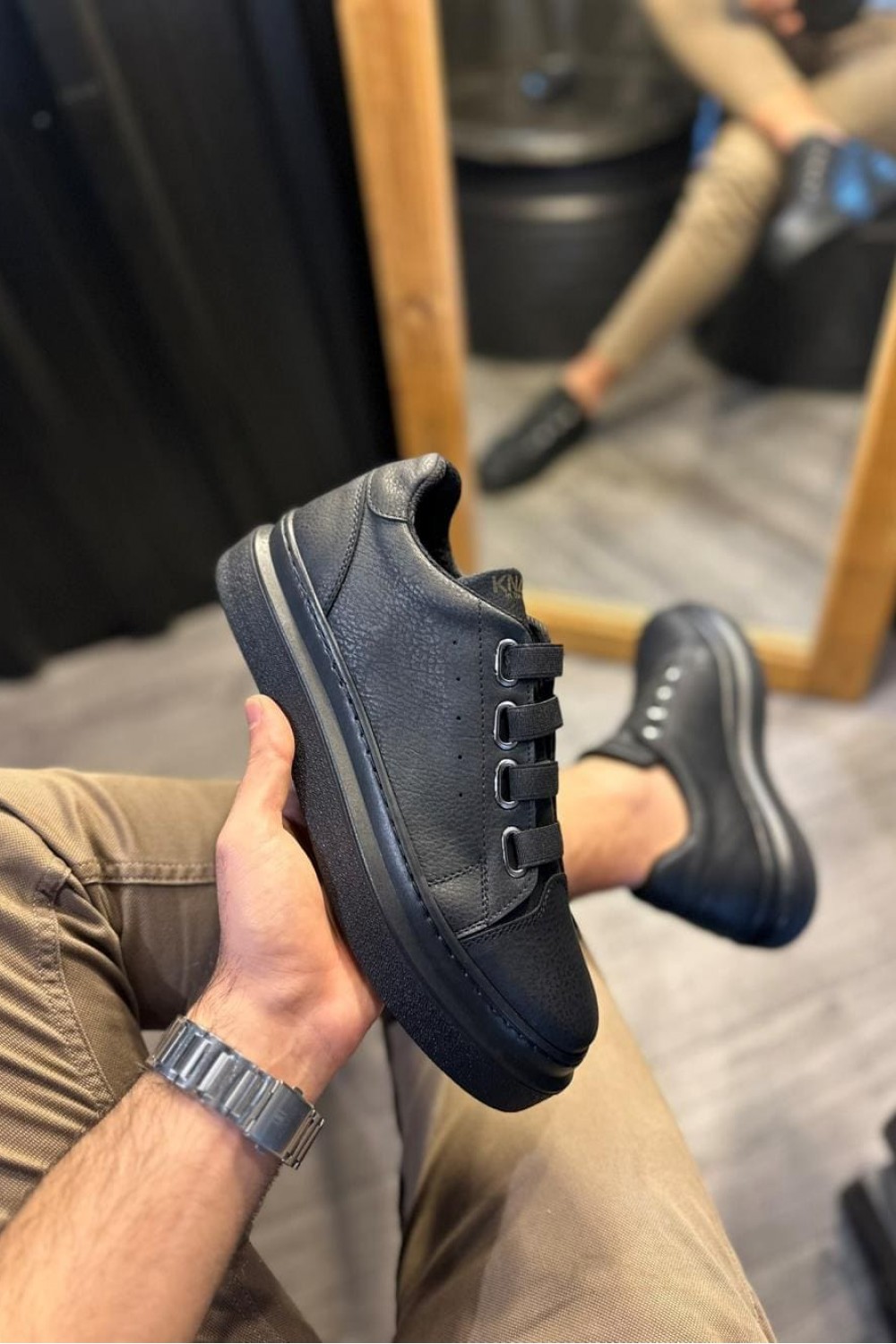 KN521 Erkek Günlük Lastikli Cilt Spor Sneaker Ayakkabı CST - Siyah Erkek Ayakkabı KN521 Erkek Günlük Lastikli Cilt Spor Sneaker Ayakkabı CST - Siyah – Knack Erkek Ayakkabı