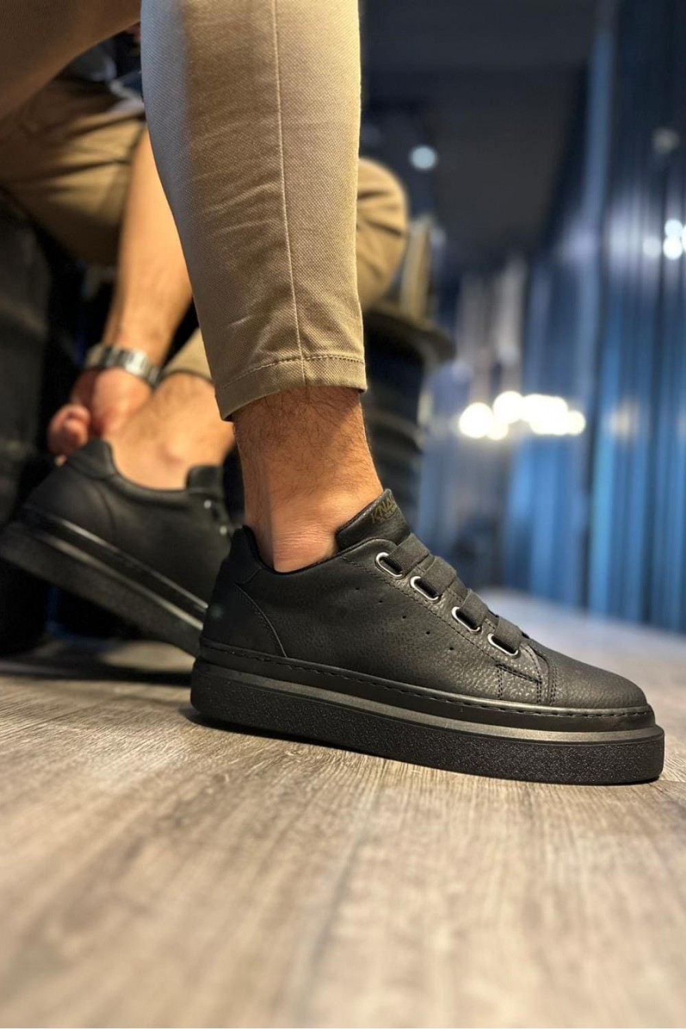 KN521 Erkek Günlük Lastikli Cilt Spor Sneaker Ayakkabı CST - Siyah Erkek Ayakkabı KN521 Erkek Günlük Lastikli Cilt Spor Sneaker Ayakkabı CST - Siyah – Knack Erkek Ayakkabı