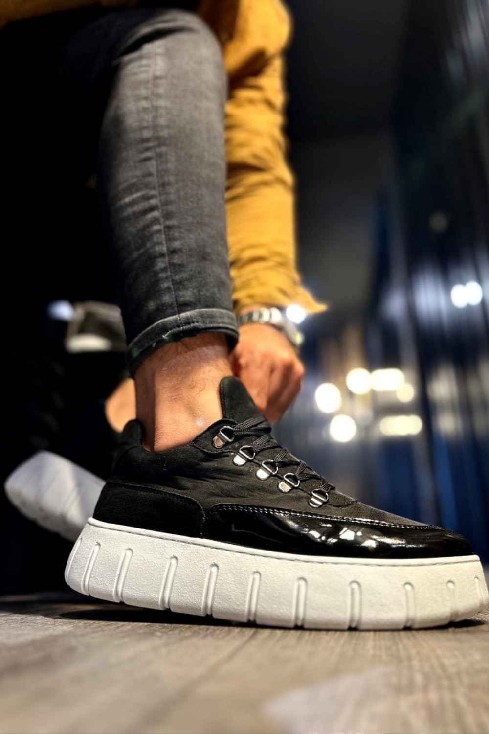 KN600 Erkek Günlük Bağcıklı Süet Cilt Spor Sneaker Ayakkabı SCBT - Siyah – Knack Erkek Ayakkabı