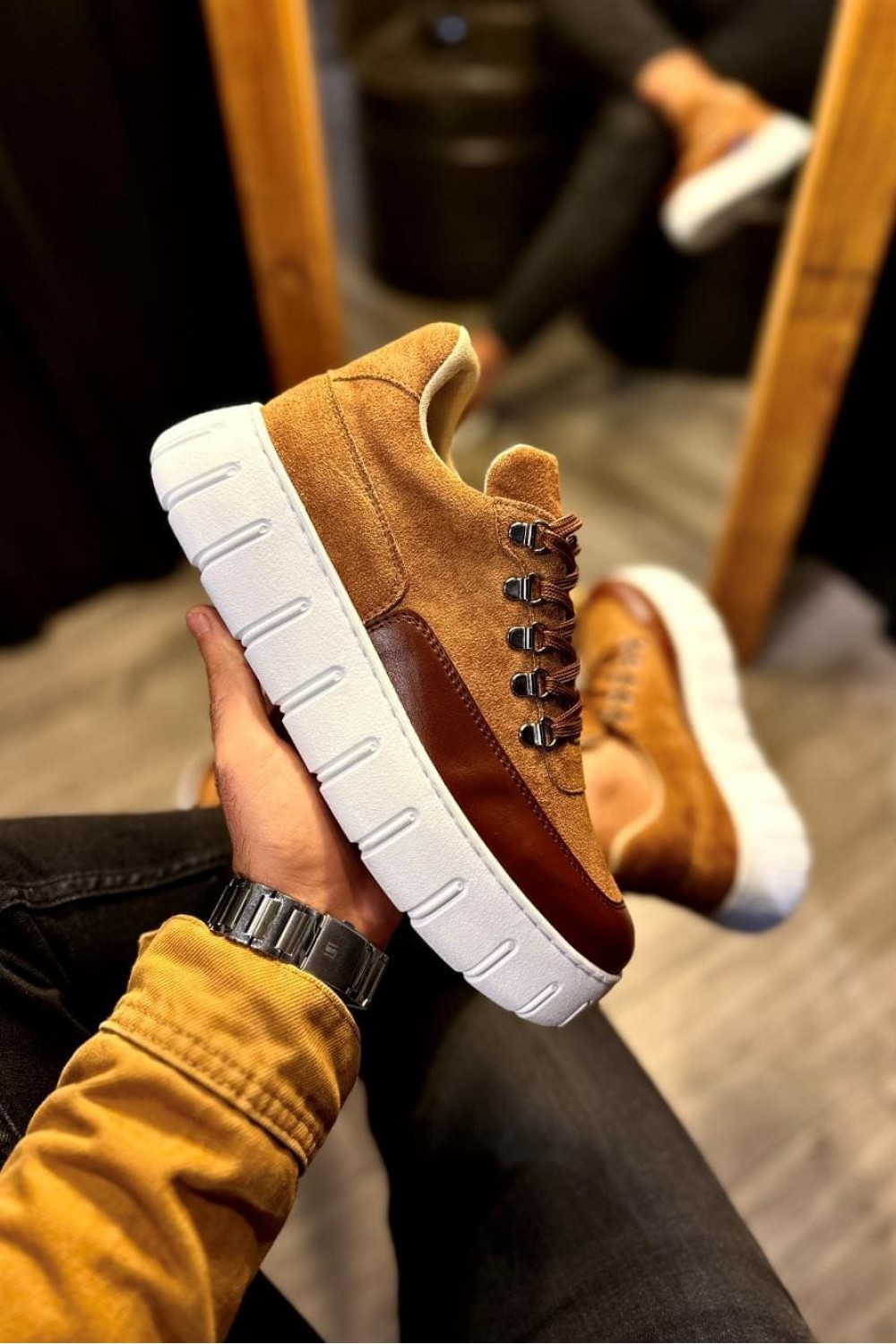 KN600 Erkek Günlük Bağcıklı Süet Cilt Spor Sneaker Ayakkabı SCBT - Taba – Knack Erkek Ayakkabı