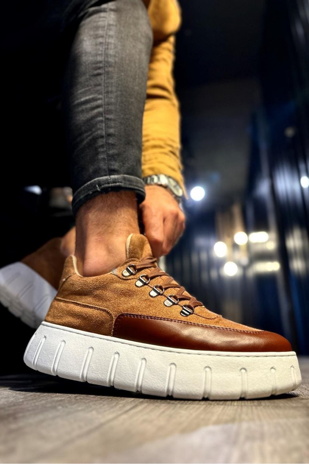 KN600 Erkek Günlük Bağcıklı Süet Cilt Spor Sneaker Ayakkabı SCBT - Taba – Knack Erkek Ayakkabı