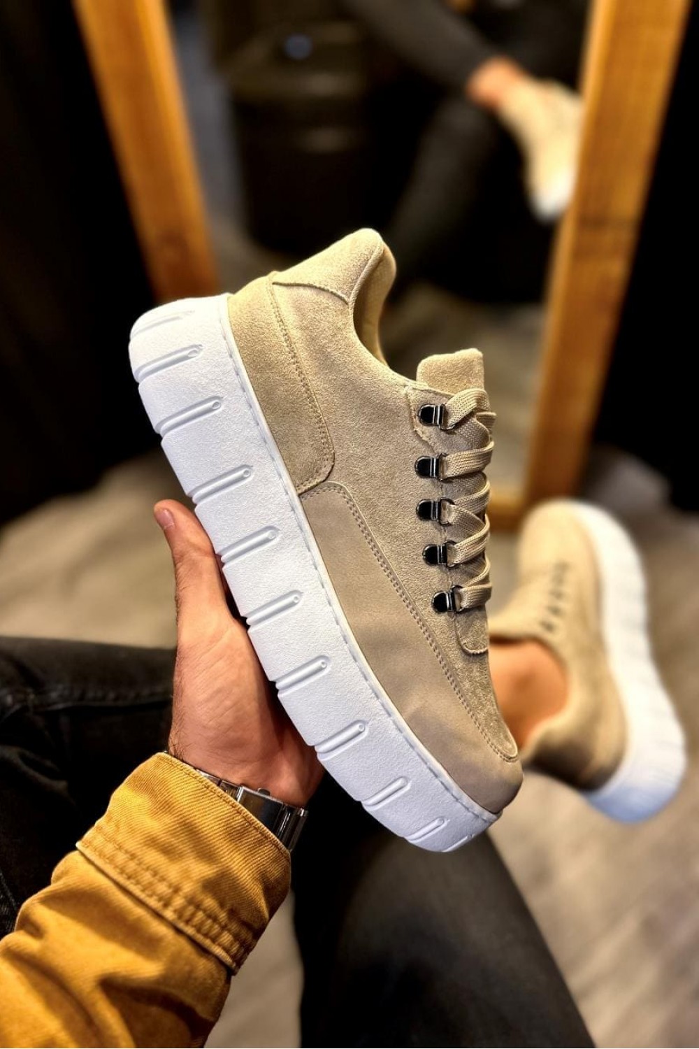 KN600 Erkek Günlük Bağcıklı Süet Cilt Spor Sneaker Ayakkabı SCBT - Vizon – Knack Erkek Ayakkabı