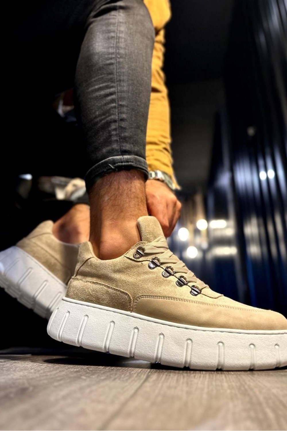 KN600 Erkek Günlük Bağcıklı Süet Cilt Spor Sneaker Ayakkabı SCBT - Vizon – Knack Erkek Ayakkabı