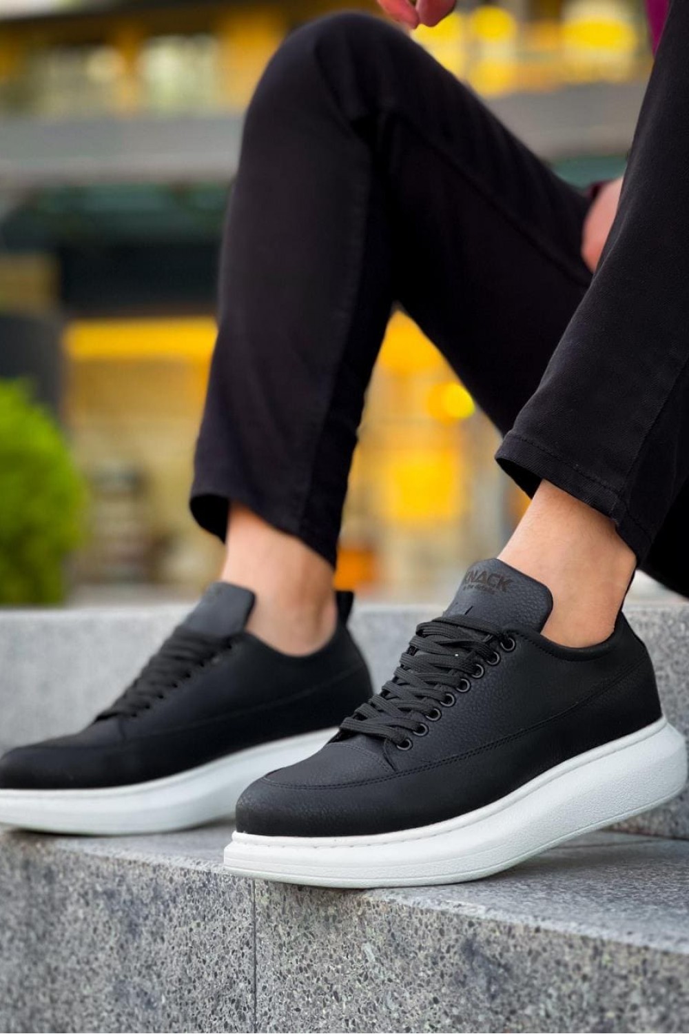 KN814 Erkek Günlük Bağcıklı Cilt Spor Sneaker Ayakkabı CBT - Siyah – Knack Erkek Ayakkabı