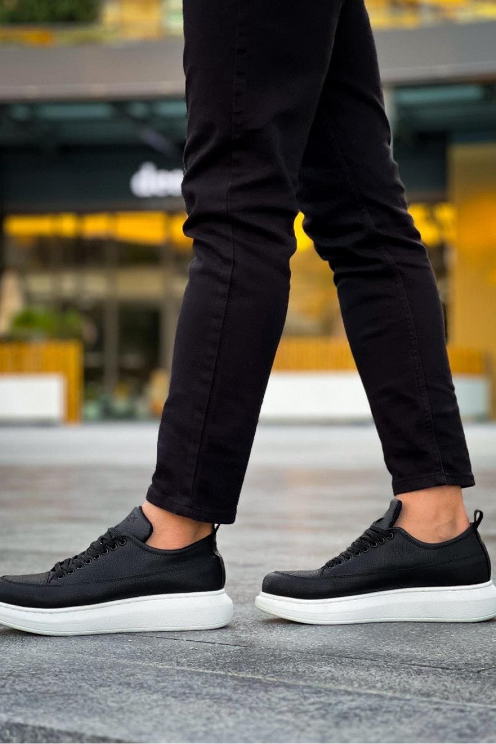 KN814 Erkek Günlük Bağcıklı Cilt Spor Sneaker Ayakkabı CBT - Siyah – Knack Erkek Ayakkabı