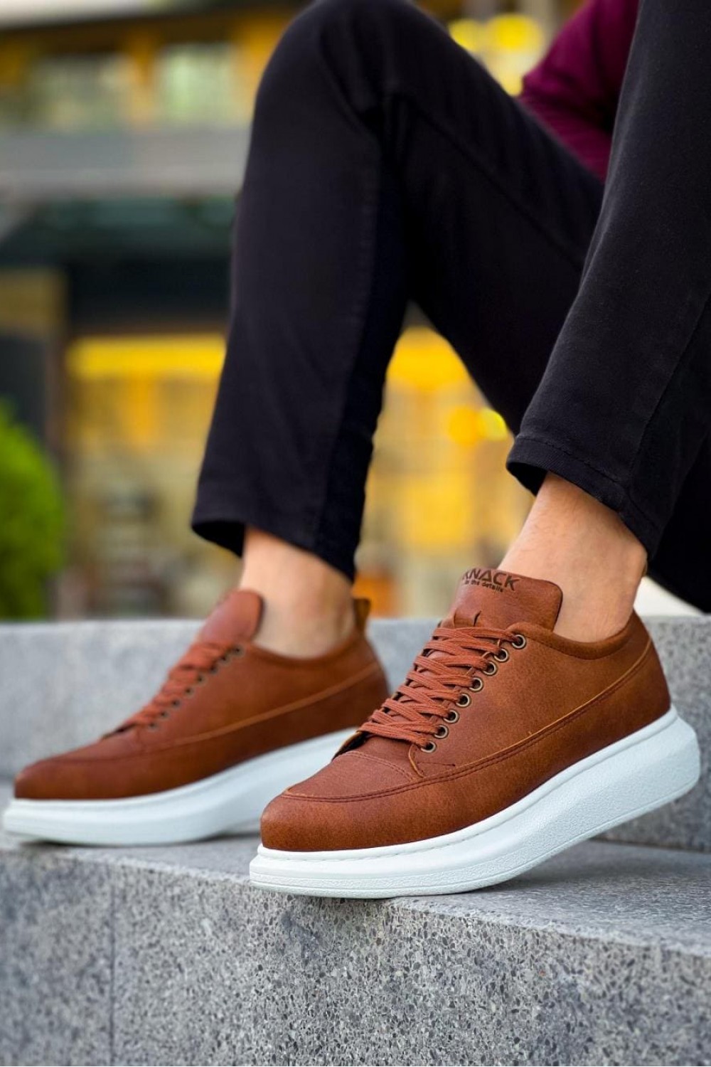 KN814 Erkek Günlük Bağcıklı Cilt Spor Sneaker Ayakkabı CBT - Taba – Knack Erkek Ayakkabı