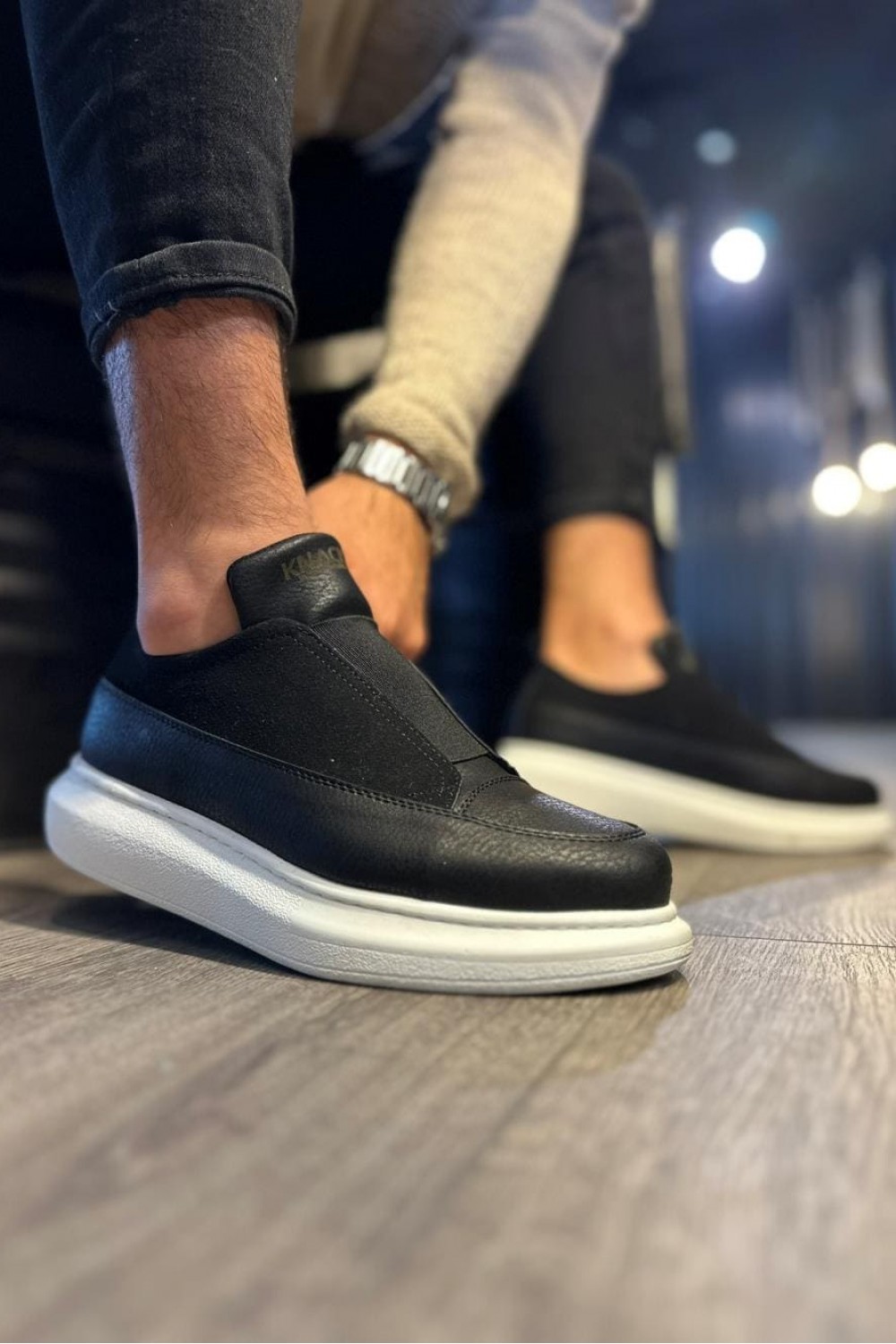 KN911 Erkek Günlük Bağcıksız Cilt Süet Spor Sneaker Ayakkabı CSBT - Siyah – Knack Erkek Ayakkabı