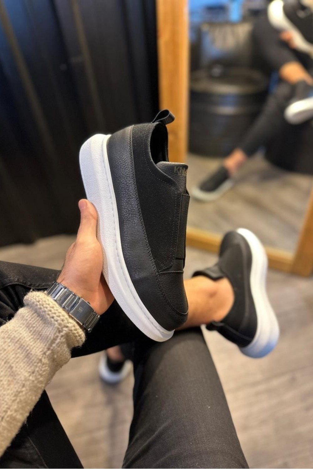 KN911 Erkek Günlük Bağcıksız Cilt Süet Spor Sneaker Ayakkabı CSBT - Siyah – Knack Erkek Ayakkabı