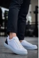 KB-BX1 Erkek Günlük Bağcıklı Cilt Spor Sneaker Ayakkabı CBT - Beyaz/Siyah