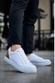 KB-BX1 Erkek Günlük Bağcıklı Cilt Spor Sneaker Ayakkabı CBT - Beyaz/Taba