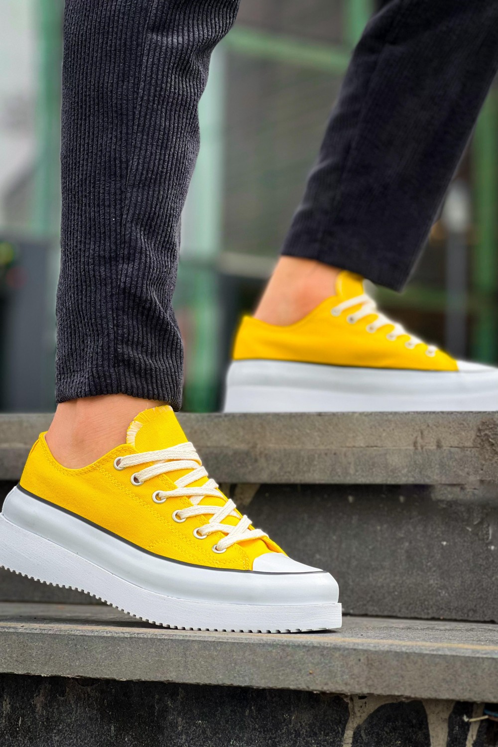 KB-CX3 Erkek Günlük Bağcıklı Keten Kısa Spor Sneaker Ayakkabı KBT - Sarı Erkek Ayakkabı KB-CX3 Erkek Günlük Bağcıklı Keten Kısa Spor Sneaker Ayakkabı KBT - Sarı – Kuback Erkek Ayakkabı